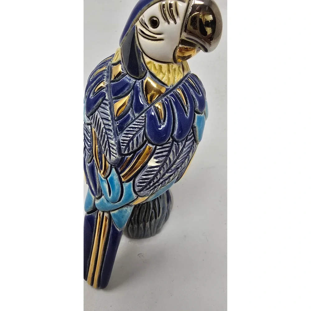 Vtg Artesania Rinconada De Rosa blue parrot figurine Uruguay clay art‎ farm